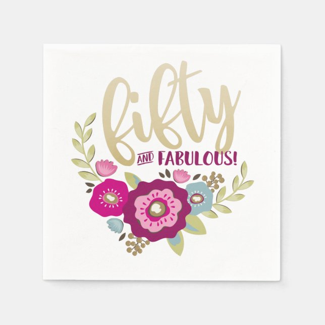 Fifty Fabulous 50th Birthday Party Napkins (Front)