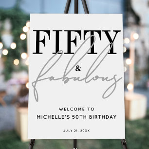 Fifty Fabulous 50th Birthday Party Welcome Sign