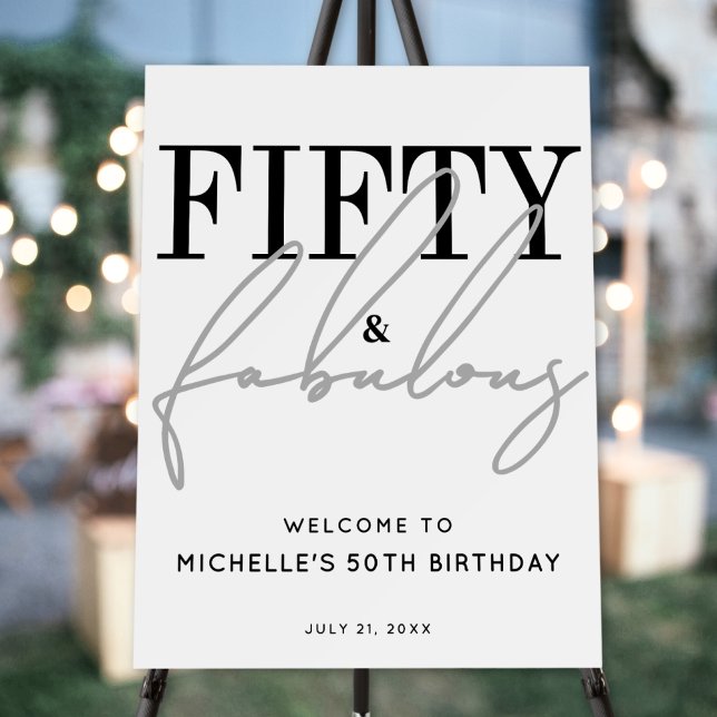 Fifty Fabulous 50th Birthday Party Welcome Sign (Fifty Fabulous 50th Birthday Party Welcome Sign)