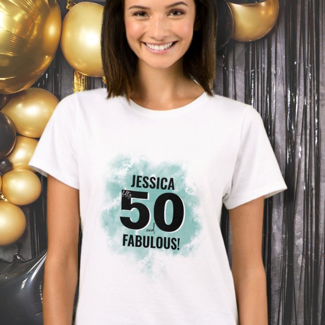 Fifty Fabulous 50th Birthday T-Shirt (Modern Fifty Fabulous 50th Birthday T-Shirt)