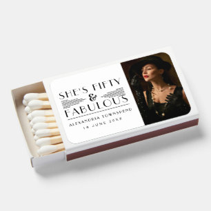 Fifty & Fabulous Art Deco Photo 50th Birthday Matchboxes