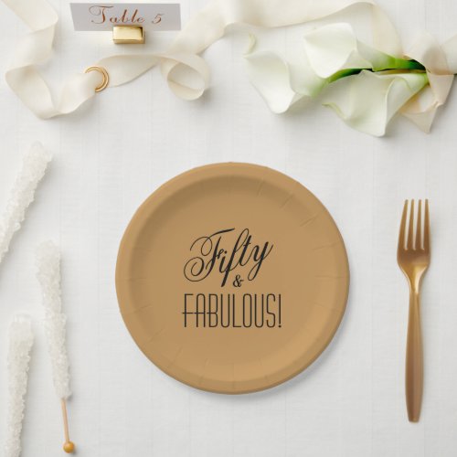 Fifty  FABULOUS Aztec Gold 50th Birthday Paper Plates