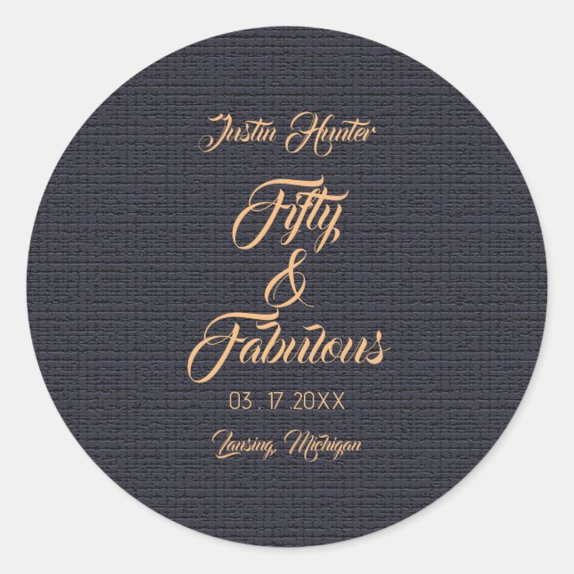 Fifty & Fabulous Birthday Classic Round Stickers (Front)