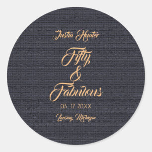 Fifty & Fabulous Birthday Classic Round Stickers