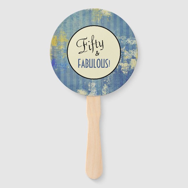 Fifty & FABULOUS! Birthday Urban Ecru Personalized Hand Fan (Front)