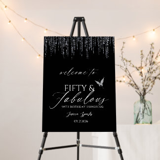 Fifty & Fabulous Black Glam 50th Birthday Foam Board