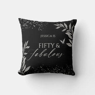 Fifty & Fabulous Black Glam 50th bithday Throw Pillow