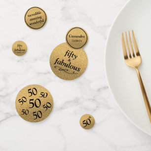 Fifty & Fabulous Black on Gold Glitter Table Confetti