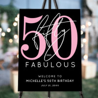 Fifty Fabulous Black Pink 50th Birthday Welcome