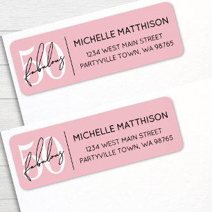Fifty Fabulous Blush Pink 50th Birthday Address Label