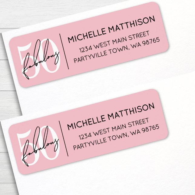 Fifty Fabulous Blush Pink 50th Birthday Address Label (Fifty Fabulous Blush Pink 50th Birthday Address label)