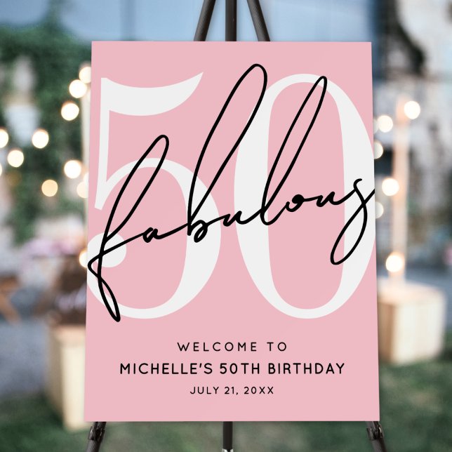 Fifty Fabulous Blush Pink 50th Birthday Welcome Foam Board (Fifty Fabulous Blush Pink 50th Birthday Welcome Foam Board)