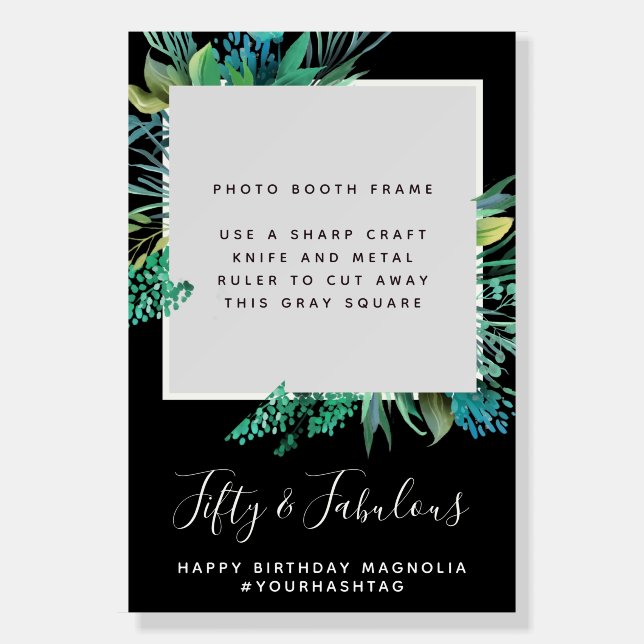 Fifty & Fabulous Botanical Photo Frame Party Prop  Foam Board (Front)
