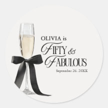 Fifty & Fabulous Chic Champagne Bow 50th Birthday