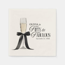 Fifty & Fabulous Chic Champagne Bow 50th Birthday
