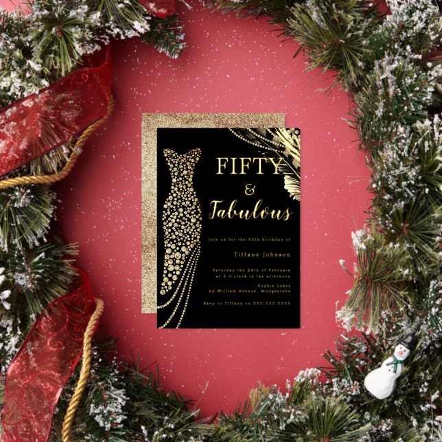 Fifty & Fabulous Elegant Gold Dress 50th Birthday Foil Invitation | Zazzle Fifty & Fabulous Elegant Gold Dress 50th Birthday Foil Invitation | Zazzle