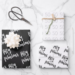 Fifty & Fabulous - Fun 50th Birthday Wrapping Paper Sheets