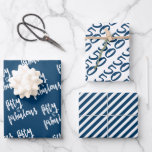 Fifty &amp; Fabulous - Fun Navy Blue 50th Birthday  Wrapping Paper Sheets