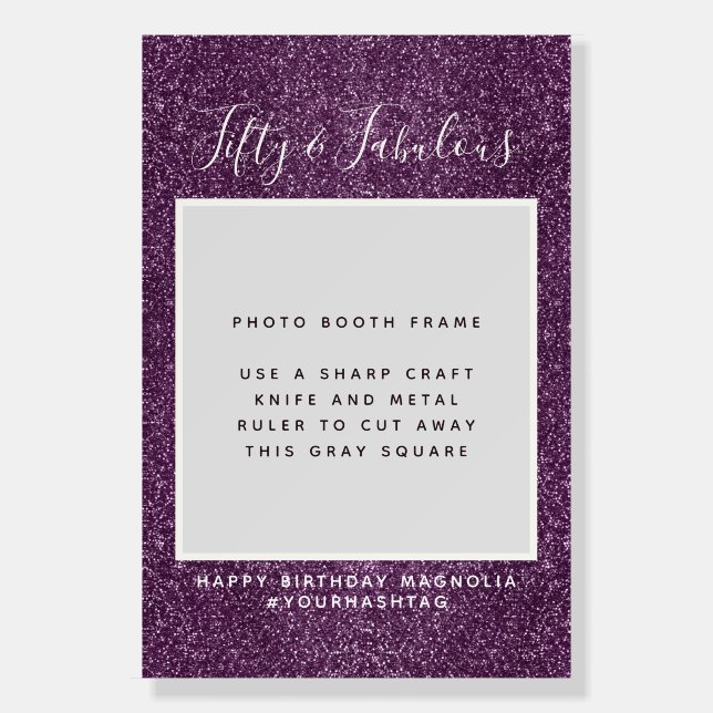 Fifty & Fabulous Glitter Photo Frame Party Prop Foam Board (Front)