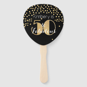 Fifty & Fabulous Gold 50th Birthday Party Hand Fan