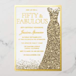 Fifty & Fabulous Gold Foil 50th Birthday Invitation