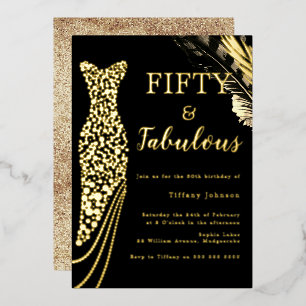 Fifty & Fabulous Gold Foil Dress 50th Birthday  Invitation
