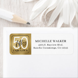 Fifty & Fabulous Gold Script 50th Birthday Label