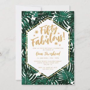 Fifty + Fabulous Green Tropical 50th Birthday Invitation