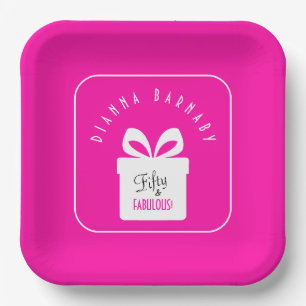 Fifty & FABULOUS! Hot Pink 50th Birthday Party Paper Plates