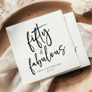 Fifty & Fabulous Minimal 50th Birthday Party Napkins