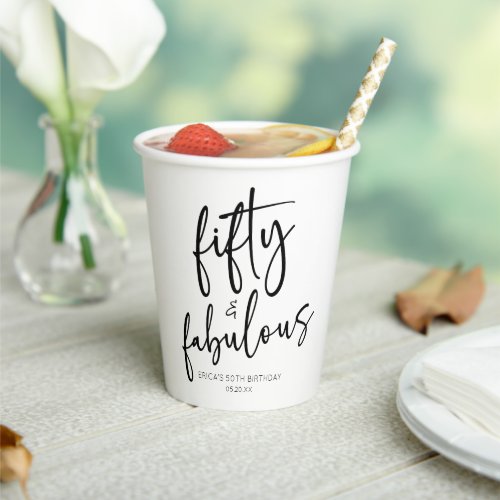Fifty  Fabulous Minimal 50th Birthday Party Paper Cups