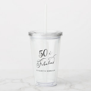Fifty Fabulous Monogram 50th Birthday Acrylic Tumbler