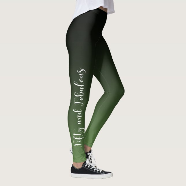 Fifty & Fabulous on Moss Green & Black Ombre Leggings (Right)