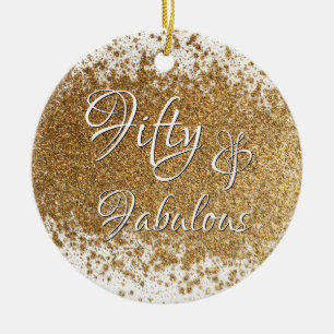 Fifty & Fabulous Over Splattered Faux Gold Foil Ceramic Ornament