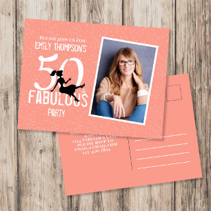 Fifty & Fabulous Peach Photo 50th Birthday Party  Postcard