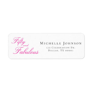 Fifty & Fabulous Pink 50th Birthday Party Invitati Label