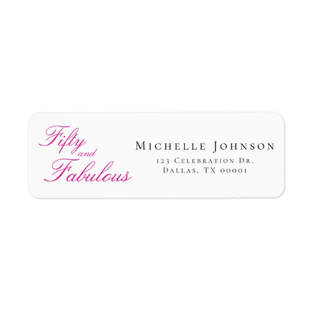 Fifty & Fabulous Pink 50th Birthday Party Invitati Label (Front)