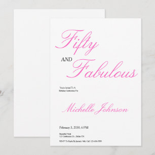Fifty & Fabulous Pink 50th Birthday Party Invitation