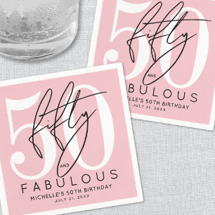 Fifty Fabulous Pink 50th Birthday Party Napkins