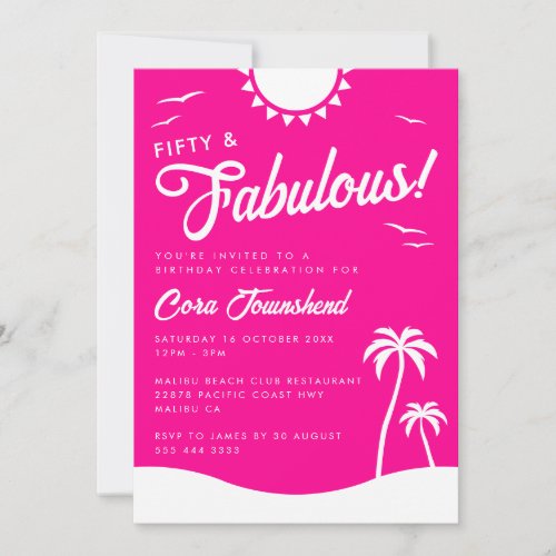 Fifty & Fabulous Pink Beach 50th Birthday Party