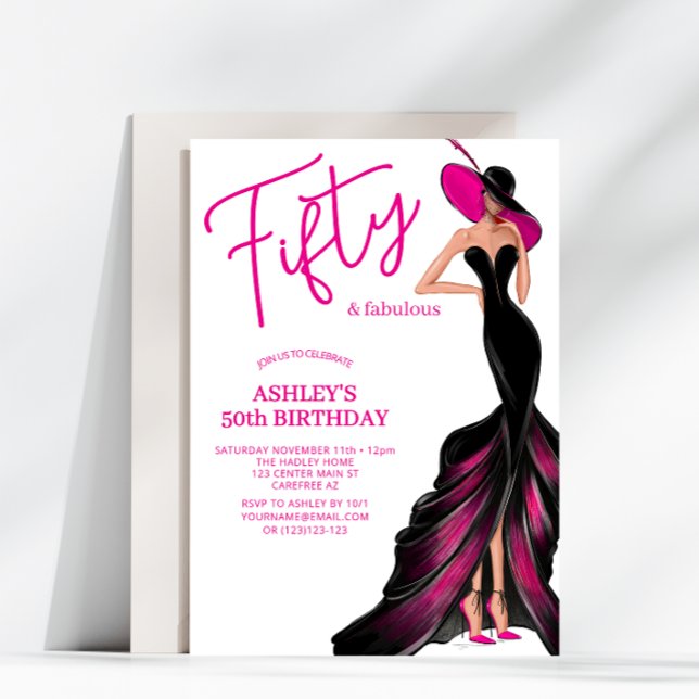 Fifty Fabulous Pink Dress 50th Birthday Invitation (Creator Uploaded)