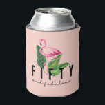 Fifty Fabulous Pink Flamingo 50th Birthday Can Cooler<br><div class="desc">Celebrate the 50th birthday of a fabulous woman with this pink tropical flamingo fifty and fabulous design. Visit our store to see coordinating birthday party products.</div>