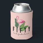 Fifty Fabulous Pink Flamingo 50th Birthday Can Cooler<br><div class="desc">Celebrate the 50th birthday of a fabulous woman with this pink tropical flamingo fifty and fabulous design. Visit our store to see coordinating birthday party products.</div>