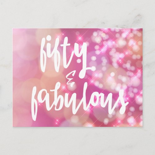Fifty  Fabulous _ Pink Glitter 50th Birthday Card