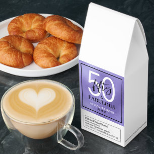 Fifty & Fabulous Purple Script 50th Birthday Roasted Coffee