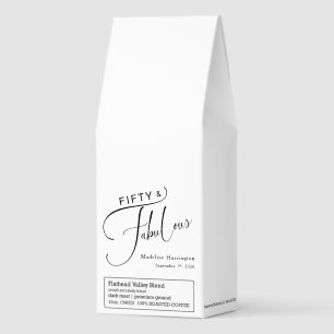 Fifty & Fabulous Script Name Date 50th Birthday Roasted Coffee