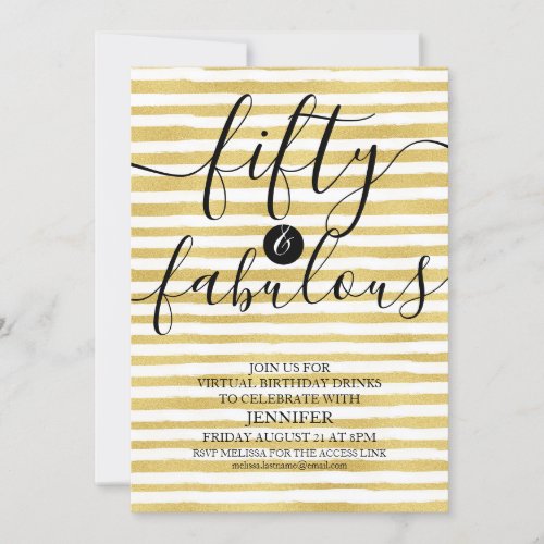 Fifty  Fabulous Virtual Birthday Drinks Invitation