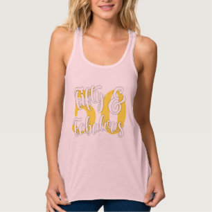 Fifty & Fabulous White and Yellow Typography Tank Top