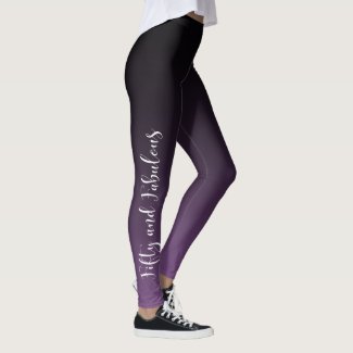 Fifty & Fabulous White on Purple & Black Ombre Leggings