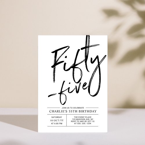 Fifty Five  Modern 55th Birthday Party Invitation